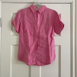 Coldwater Creek Pink Linen Camp Shirt Button Down
